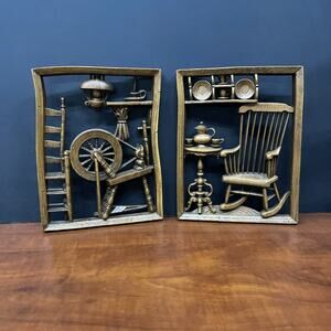 2 Vtg Burwood Wall Art Wood Pieces